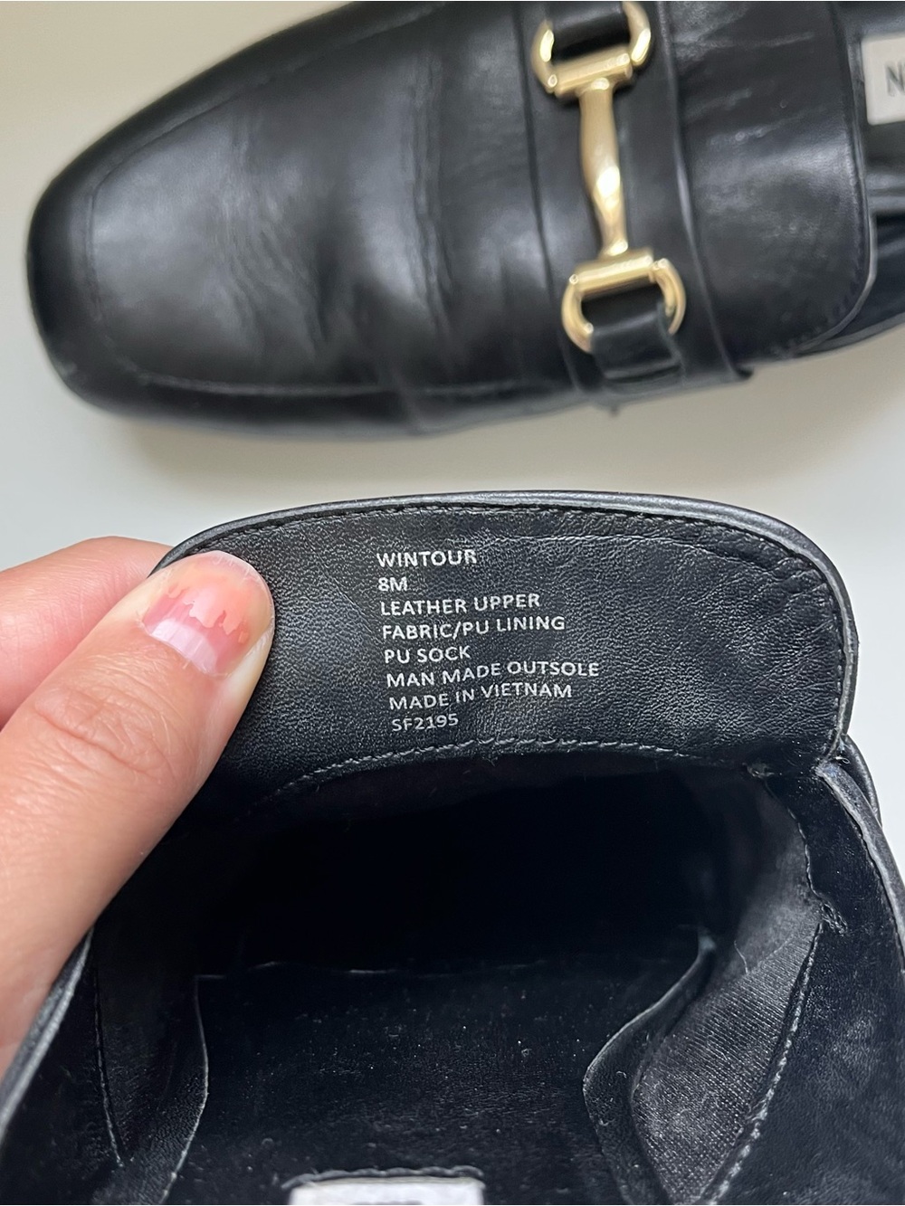 Steve Madden Women’s Black Leather Slip-On Loafers with Gold Bit - Picture 3 of 5